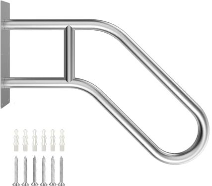 YEOOE 60cm U-förmiger Handlauf Edelstahl, Handlauf Treppe für 1 bis 3 Stufen, Edelstahl Treppengeländer für Garten, Garage, Veranda, Innen und Außen (3,2 cm Rohr)