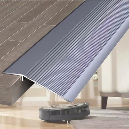 QSPNVFB Metall Bodenübergangsstreifen Rollstuhlrampe Reducer, Ausgleichsprofil Abdeckleiste Für Laminat Parkett, Höhenausgleich 1-4cm Aluminium(Grey,2 pcs x L 90 x W 10CM)