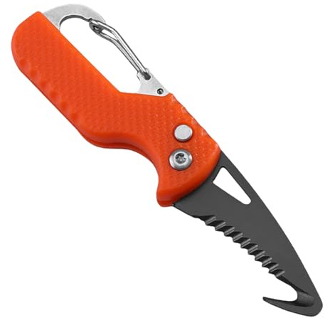 Rdxanc Cutter de poche pliable en acier inoxydable avec crochet dentelé portable avec porte-clés facile à utiliser