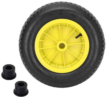CROWNSHOP Wheelbarrow Wheel 14 Wheelbarrow Wheel Trolley Wheels Replaceable Puncture Wheels 3.5-8 Metal Industrial Trolley Rubber Tire for Garden Trolley Barrow Go Cart Trailer Truck (1 PCS)