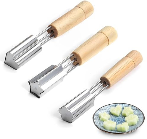 Cupcake Corer, 3 Pcs Cake Corer Stainless Steel Cookie Cutter with Wood Grip Cake Baking Tools Accessories for DIY Baking Fruit Vegetable
