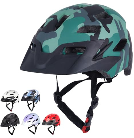 Bilaki Kids Bike Helmet, Adjustable Toddler Youth Helmet with Detachable Visor & LED Light for Boys Girls Ages 2-14, Multi-Sport Helmet for Cycling Scooter Skating, 2 Sizes