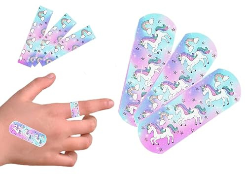 60 Unicorn Plasters Assorted Wound Dressing Coloured First Aid Padded Gauze