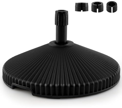 COSTWAY Round Parasol Base, 18KG/25KG Water and Sand Fillable Umbrella Stand with Supporting Pole and Built-in Handle, Heavy Duty Weighted Market Table Umbrella Holder for Outdoor Garden (25KG)
