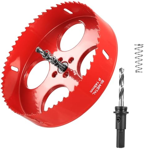 RunXinDa145mm Bi-Metal Hole Saw – M42 HSS Heavy Duty Core Drill Bit with Hex Shank & Pilot Drill for Wood, Plastic, Drywall, Sheet Metal & Thin Steel(1pcs-145mm)