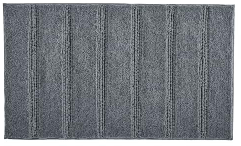 Kleine Wolke Badteppich Monrovia Schiefer 60 x 100 cm | OEKO-TEX zertifiziert, rutschhemmende Unterseite, für Fußbodenheizung, maschinenwaschbar, 100% Polyester