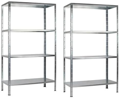 SCHULTE Regalwelt 2er Set Steckregal 190x100x40 cm (HxBxT), 4 PowerMAX Fachböden, 65 Kg Tragkraft pro Boden, verzinkt