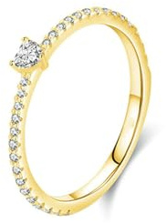 BCughia 14 Karat Gelbgold Ring, Damen Ringe Gold 585 mit Herz Moissanit Freundschaftsringe Damen Größe 48