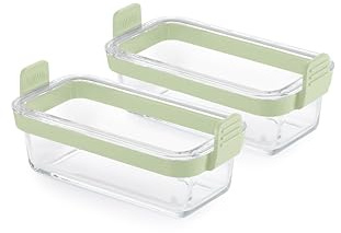 Lékué Plats en verre rectangulaire transparent pour friteuse à air (lot de 2)