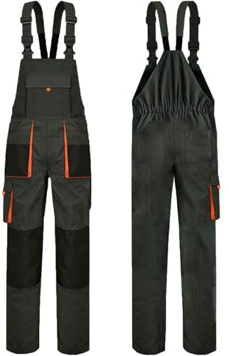 Men's Bib and Brace Work Overalls Baggy Mechanic Work Coveralls Adjustable Strap Painter Jumpsuit with Pockets