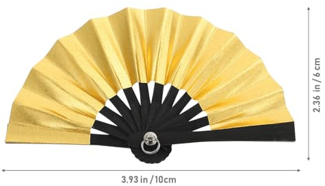 OFFSCH 3pcs Mini Folding Paper Fans Set – 6cm Doll Paper Fan Props in White, Gold, and Red – Photography Accessories for DIY Doll Decoration and Party Use