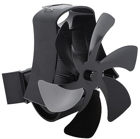 Acouto 6-Blatt-Magnet-Wandhalterung, Wärmebetriebener Ofenventilator, Rohr-Kaminventilator, Magnetische Installation für Holzscheitbrenner, Schwarz Sorgt für eine Lange Erzeugung von Zuluft (BLACK)