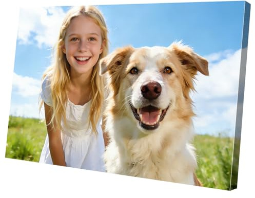 Fotos en lienzo personalizadas 60x80cm (24x31in), impresión de fotos personalizada con marco DIY, póster de lienzo personalizado foto personalizada para familia, retrato de mascotas, regalo de