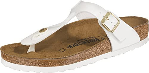Birkenstock Classic 1005299 Gizeh Birko-Flor, Damen Zehentrenner, Weiß (Weiss Lack), 40 EU (7 UK)