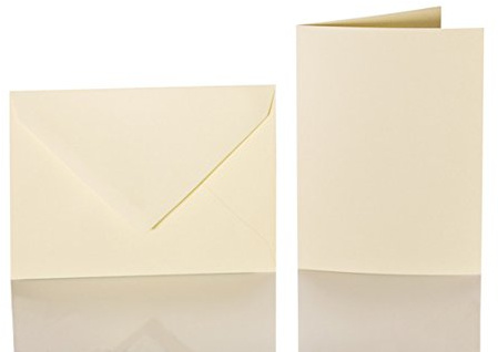 Paper24 Karten mit Umschlag DIN B6 125x176 mm, 120g/m² stark, Faltkarte 120x170 mm, 240 g/m² (25 Stück in Zartcreme) für Grußkarten, Hochzeit, Geburtstag