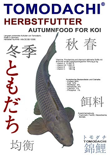 Koifutter für den Herbst, Tomodachi Herbstfutter für Koi, langsam sinkend und energiereich, 5kg
