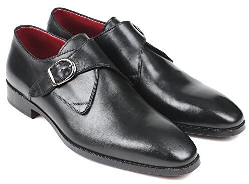 Paul Parkman Monkstrap singolo in pelle nera (ID#011BLK54), nero, 39.5 EU