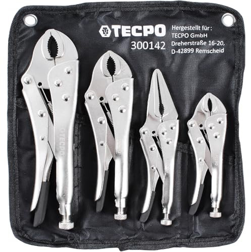 TECPO Gripzangen Satz 4-teilig Klemmzange Langbeckzange Feststellzange Zangen Satz