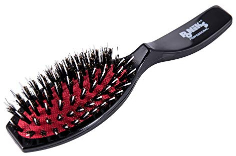 Ponik's Pneumatische Extensions Bürste, 18x4,5 cm, Haarbürste für Extensions mit natürlichen Wildschweinborsten und Nylonnadeln, Schwarz