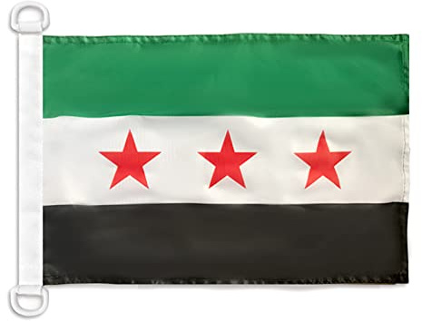 AZ FLAG Bootsflagge Freie Syrische Armee 45x30 cm Kunststoffringe | Für außen und Boote Saudi-arabische Bootsflagge wetterfest mit doppelten Nähten und verstärkten Kanten Mesh-Polyester