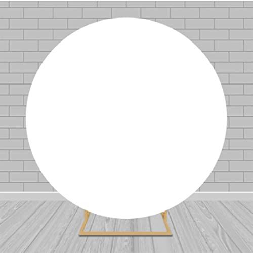 MEHOFOND 2.2m Diameter White Solid Color Round Backdrop for Photography Baby Shower Cake Smash Birthday Party Anniversary Decoration Banner Newborn Portrait Photo Booth Props (No stand included)