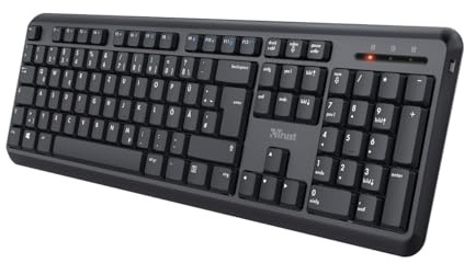 Trust ODY Tastatur Kabellos Deutsches QWERTZ Layout, Leise Kabellose Tastatur RF 2.4GHz USB-Empfänger, Funktastatur Spritzwassergeschützt, Wireless Keyboard PC Computer Laptop Mac - Schwarz