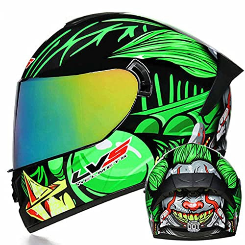 TRIPERSON Full Face Motorcycle Helmet DOT Approved Motorbike Moped Street Bike Racing Crash Helmet, Men and Women (Color Goggles, X-Large)