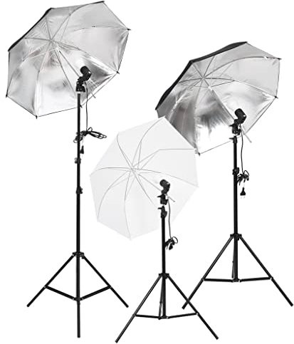 vidaXL Kit de Estudio Fotográfico con Set de Luces, Fondo y Reflector Soporte Pantalla Foto Video Sistema Lámparas Luz Iluminación Plegable