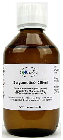 Sala Bergamotteöl furocumarinfrei bergaptenfrei ätherisches Öl naturrein (250 ml Glasflasche)