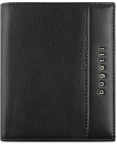 bugatti Nome Hochformatbörse mit Klappe aus Kalbleder, RFID-Schutz, Schwarz