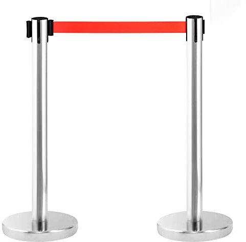 PINNERS Set di Barriere Retrattili, Barriera con Nastro Estensibile 3 metri (2 unità), Pali Separatori, Nastro di Sicurezza, Nastro Estensibile Retrattile, Barriera Estensibile di Sicurezza
