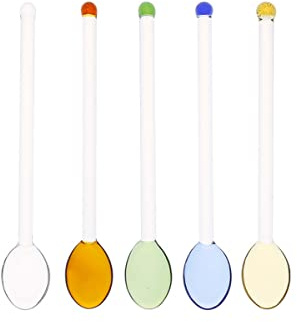 GULELAYAR 5 Pieces Glass Spoons for Coffee Teaspoons Glass Stirring Spoon Rod 5.9 inch Coffee Stirrers Ice Tea Spoon Glass Mixing Spoon for Tea SugarHome Bar Party