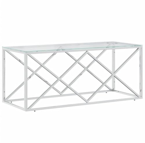 vidaXL Couchtisch 110x45x45 cm Edelstahl und Glas