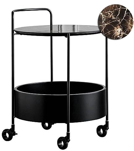 Artiz Runder Barwagen Mit Rädern, Rolling Servierwagen Mobiler Speicherregal Geeignet Für Heimküche, Club, Wohnzimmer, Thanksgiving, Weihnachten, Neujahr (Farbe : Schwarz, Größe : 45x63cm)