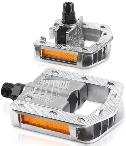 Folding Bike Pedals, Mountain Bike Pedals CNC Aluminum Bicycle Flat Pedals, 9/16'' with Reflective Strips | Non-Slip | Waterproof | Wide Flat Pedals for E-Bike, Urban Commute, MTB Bikes