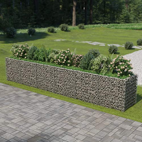Rantry Gabione Hochbeet aus verzinktem Stahl, 540 x 90 x 100 cm, Blumenkasten für den Außenbereich, Gabionen, Gabionen, Stein, Korb, Zaun, Garten, Gabione