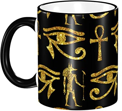 Generic Tazas De Café 330ml, Oro Ankh Del Antiguo Egipto Tazas Para Bebidas Frías Y Calientes Con Mango Tazza Di Latte Mujeres Tazas De Té, Para Cumpleaños, Bebidas Calientes, Deportista
