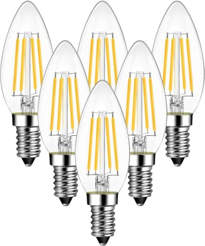 BHMAOYN Glühbirne E14 LED 12V 4W,400LM, AC/DC 24V E14 C35 Kaltweiß 6000K Ersetzt E14 40W Kandelaber Glühlampe,Klein 12V LED Lampe Für Camping Garten,Nicht Dimmbar,6er-Set