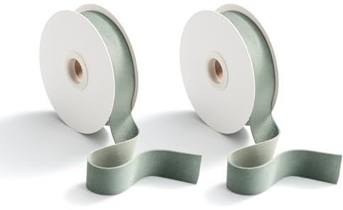 CHUQING 2 rullar sammet grön salviagrön dekorativ tygtejp 25 mm x 9 m