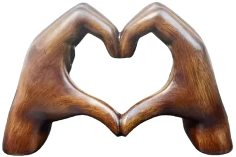 Holzstatue mit Herz-Händen, Boho-Hochzeitsakzente, Schreibtisch-Dekoration