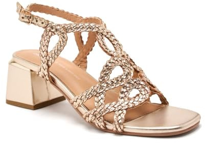 GIOSEPPO Sandali in pelle intrecciata Crescent, Platino, 41 EU