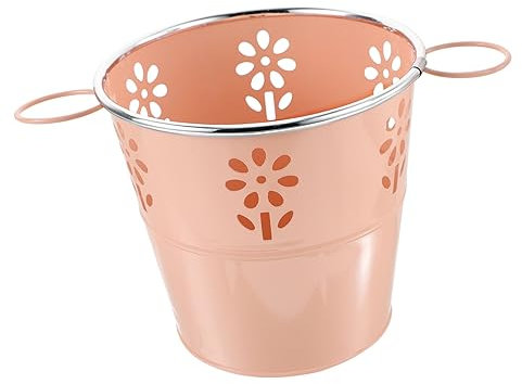 CAXUSD Blumenkübel Aus Eisen Vintage-Griff Pflanzkübel Blumentopf Vase Hohler Metallkübel Für Outdoor