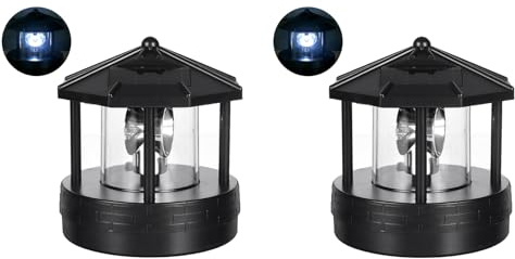 TOPINCN Solar-Leuchtturm-Rotationslicht, 360-Grad-Lichthauslampe, Solarbetriebener Leuchtturm, Wasserdichte Lampentürme, Statuenlichter für Garten, Hof, Rasen