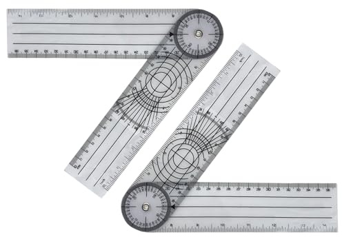 Yicoovey Winkelmesser, 2 Stück Winkelmesser Physiotherapie, 360° Winkel Transparentes Gelenkwinkelmessgerät, Transparentes Gelenkmesser 36cm, für Heimarbeit, Physiotherapie Gelenkwinkelmessgerät,