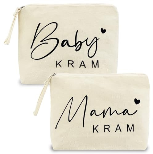 Cadeaux pour maman et naissance - Lot de 2 - Cadeau respirant et doux - Trousse de maquillage durable - Cadeau de fête prénatale - Sac pour cosmétiques et petits jouets, crème, tendance