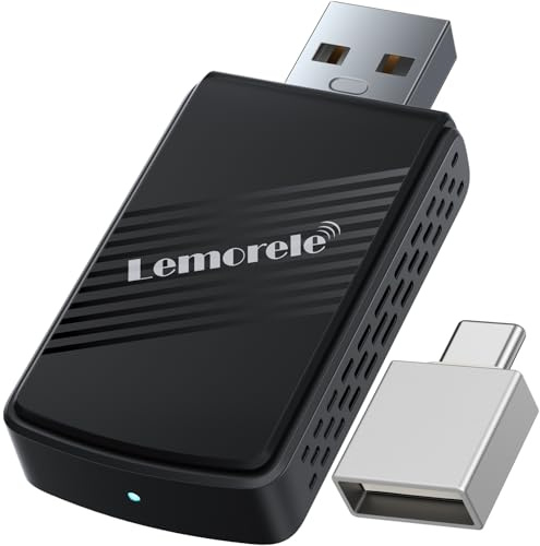 Lemorele Wireless Android Auto & Carplay Wireless Adapter, Wireless 2 IN 1 Stick, WiFi/Bluetooth Quick Connect und Auto Connect, Plug and Play ohne Verzögerung