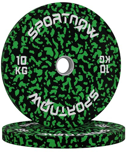 SPORTNOW Olympic Bumper Plates PAIR, 2 Solid Rubber Weight Plates Set, Weights Discs for Home Gym Barbell Strength Training and Weight Lifting, 2 x 10kg