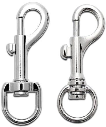 Kisstta Lot de 2 mousquetons avec articulation pivotante, mousqueton pour laisse de chien, mousqueton en acier inoxydable, mousqueton en acier inoxydable, pour mousqueton, porte-clés, laisse de chien