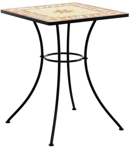 HETFTJN Tavolo da Lavoro Tavolo Alto Tavolo da Esterno Tavoli da Pranzo - Tavolo da Bistrò a Mosaico Terracotta 60x60x74 cm in Ceramica per Giardino Sala Da Pranzo Terrazza Cortile