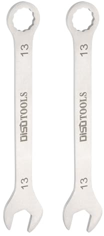 QUARKZMAN 2 stycken 13 mm ringskiftnyckelset, gaffelringsnyckel torxände 15 graders offset, öppen skiftnyckel set rostfritt stål tunn metrisk för handverktyg hushåll reparationer